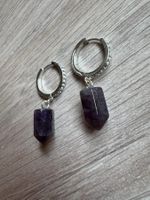 Elegante Ohrringe mit Amethyst-Anhängern, Silber 925