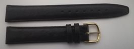 Bracelet cuir noir robuste pour montre dame, 16mm