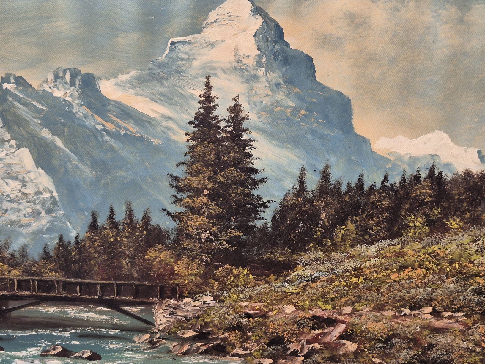 Dipinti: P. Lauber, Eigernordwand, Ölbild – Usato da Vilters venduto da Fleiflomi 1