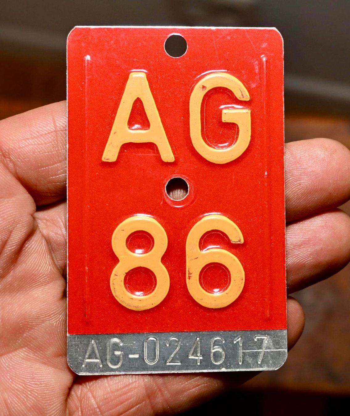 Insegne: Velonummer AG 86 - Aargau 024617 – Usato da Pfaffhausen venduto da mono_rec