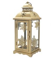 Laterne aus Metall H:46cm mit Glaseinsatz gold (20026)