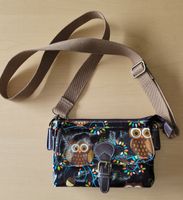 2in1 Umhängetasche + Bauchtasche braun von Tulip mit Eulen