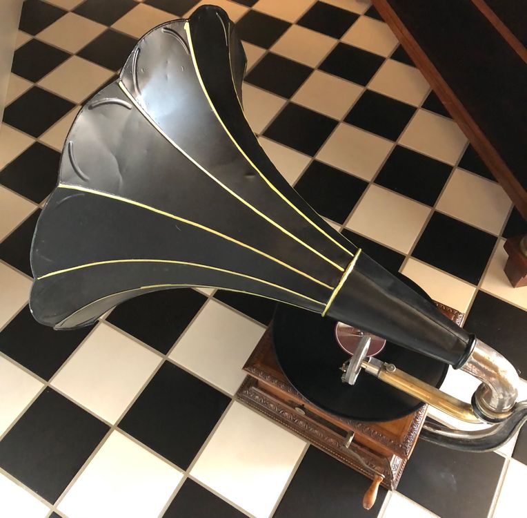 Aubaho Dekoobjekt Nostalge Grammophon Mt Trchter Gramophone