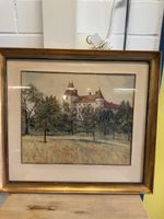 Schloss Bruckhof Aquarell von 1934, alt