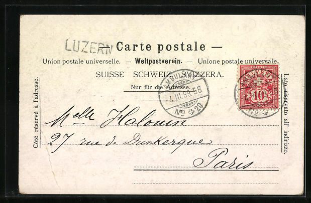 Cartoline postali: Litho Luzern, Teilansicht vom Gütsch, B – Usato da Berlin venduto da bartko-reher 1