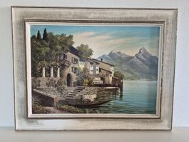 Ölgemälde Gandria mit Monte Zucchero 67x47 von H. Herzer