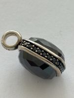 Anhänger Sterling Silber 925 schwarzer Stein zirkonia 14 mm