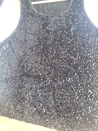Schwarzes Samt Top Pailletten Gr. M Party Glitzer Festlich E