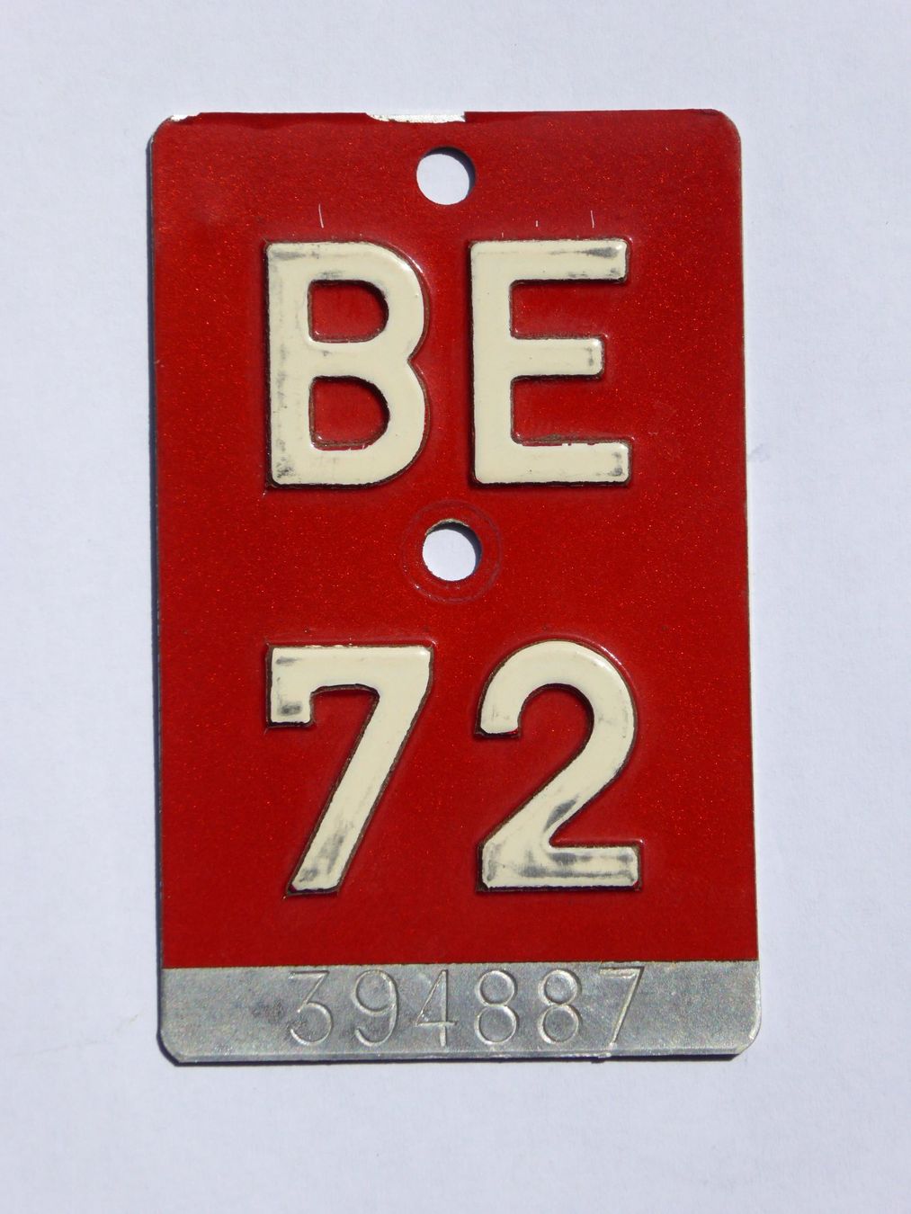 Insegne: Velonummer BE 72 – Usato da Stadel-Winterthur venduto da Puch1953