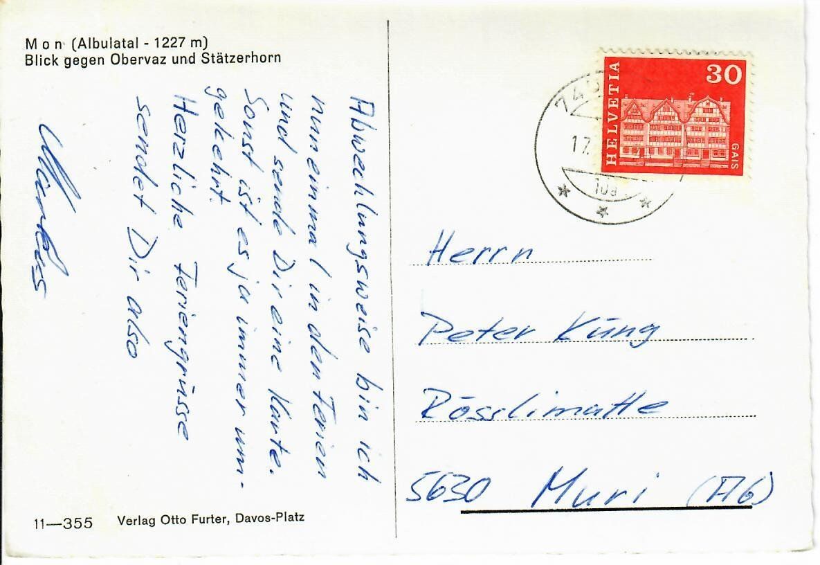 Cartoline postali: Mon Albulatal – Usato da Hochdorf venduto da Ziegel-16 1