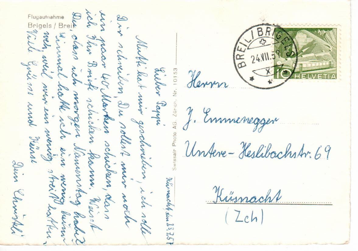 Cartoline postali: Flugaufnahme Brigels / Breil – Usato da Wolhusen venduto da Curver9 1