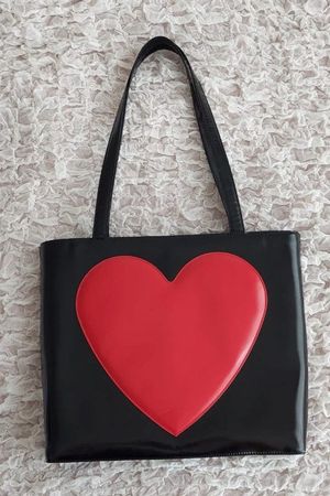 Rare 90s Vintage Moschino red heart maxi tote bag