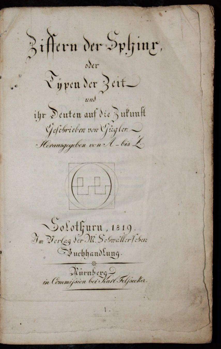 Livres: ZIFFER DER SPHINX ODER TYPEN DER ZEIT,WAHRSAGEN,1819,RAR – D'occasion à Guensberg par Herzaktion