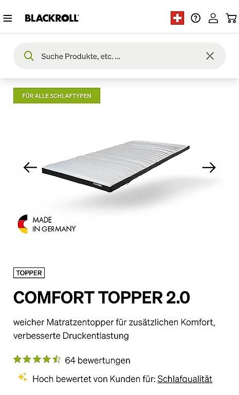 Blackroll Materassi: Blackroll Comfort Topper 2.0 – Usato da Zürich venduto da JI02