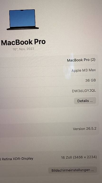 Apple Notebook: MACBOOK PRO M3 Max 16", 36GB, 97% Batterie – Usato da Binz venduto da bastekk 4