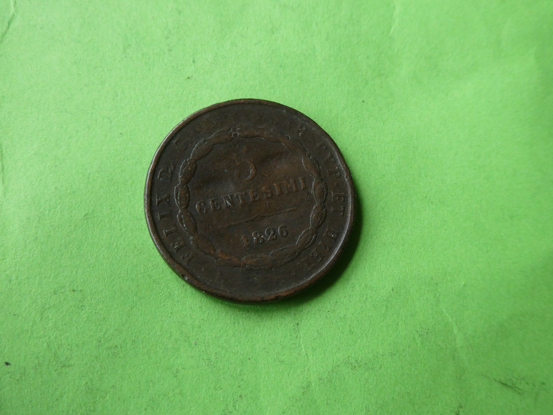 Toutes les monnaies: Sardinien 1826, 5 Centesimi – D'occasion à Hinterforst par Rohusri 1