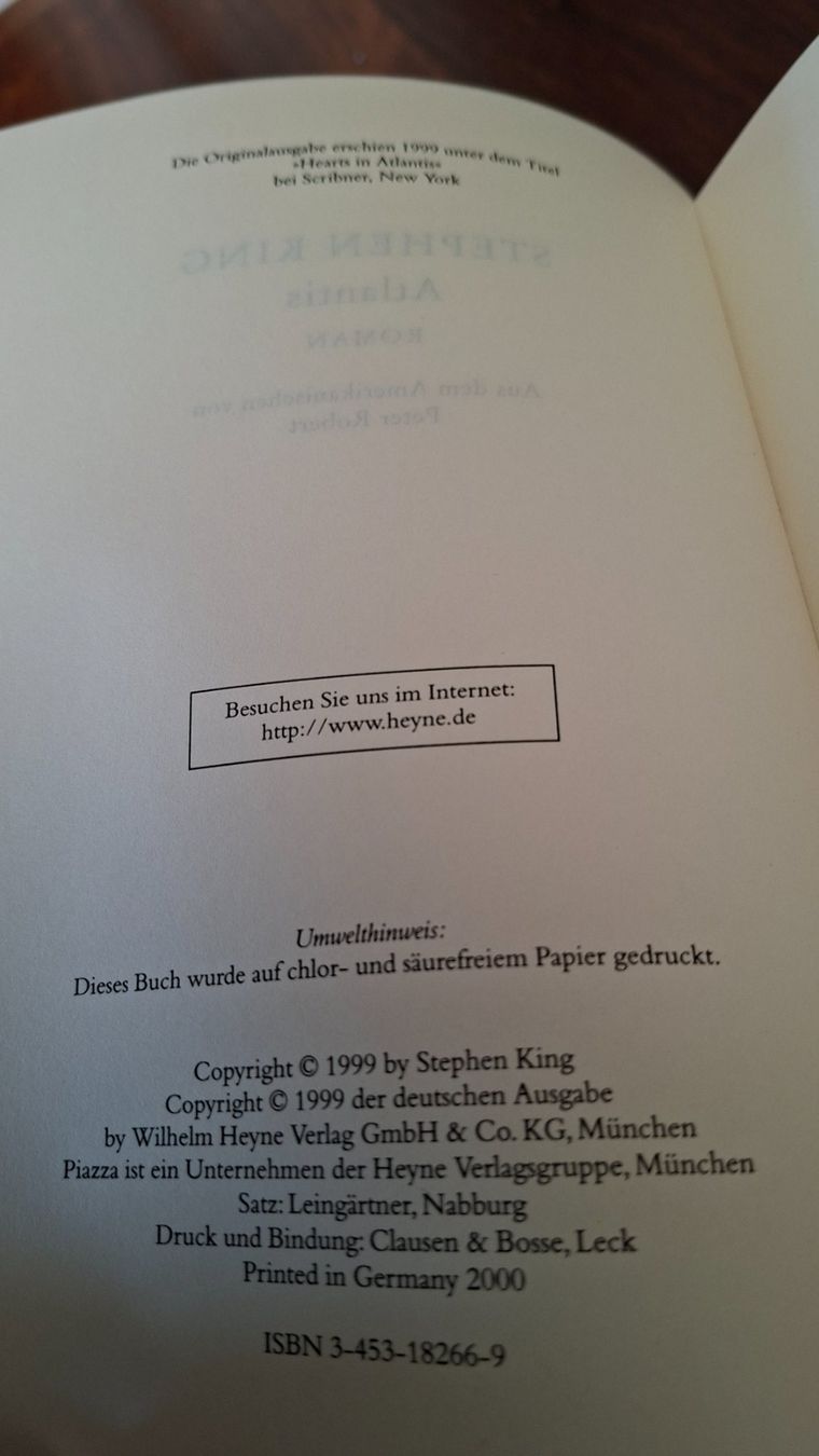 Libri: Stephen King – Atlantis – Heyne 2000, broschiert – Usato da Stäfa venduto da Rampensau 4