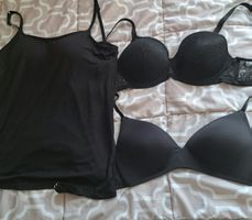 Top schwarz mit BH-Einsatz Gr.XL und 2 BHs