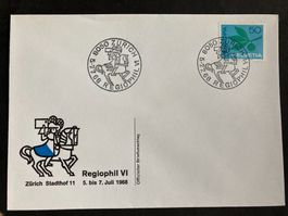 Schweiz 1968 Sonderumschlag + Stempel Regiophil VI Zürich