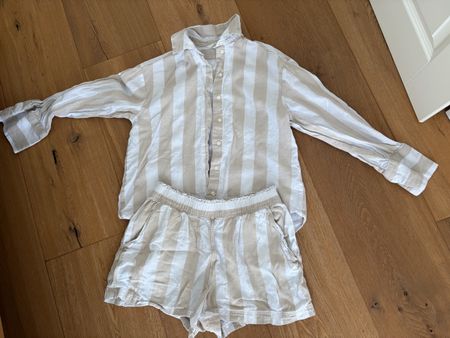 H&M Hemd & Shorts gestreift Grösse XS/M Leinenmischung