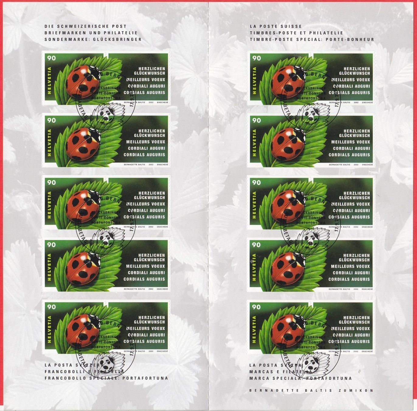 Alle Briefmarken: 2002  Markenheft  Glückskäfer   SBK Nr.-107   ERSTTAG – Neu (gemäss Beschreibung) aus Adliswil von Aenti