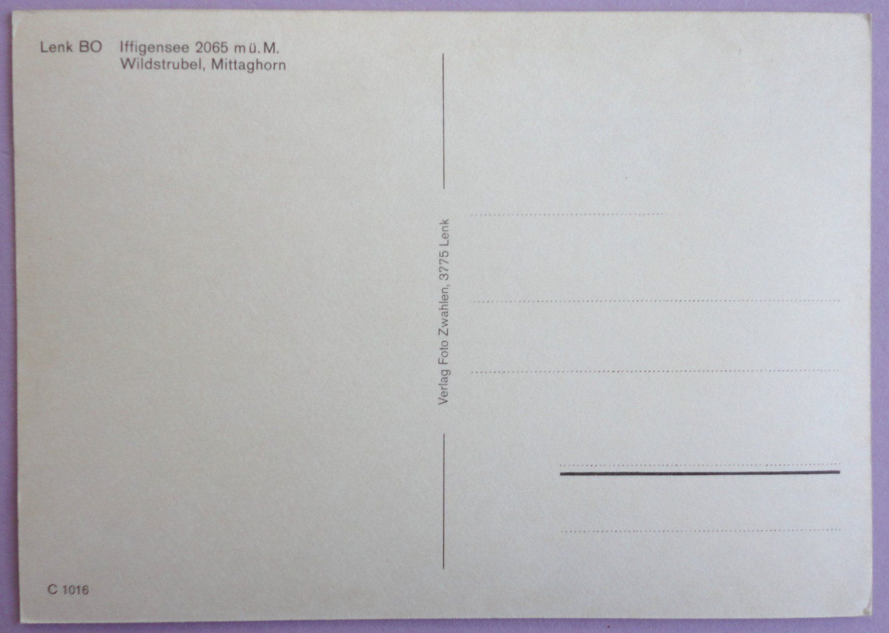 Cartoline postali: Lenk BO, Iffigensee 2065 m ü.M. – Usato da Fétigny venduto da Billy2miny 1