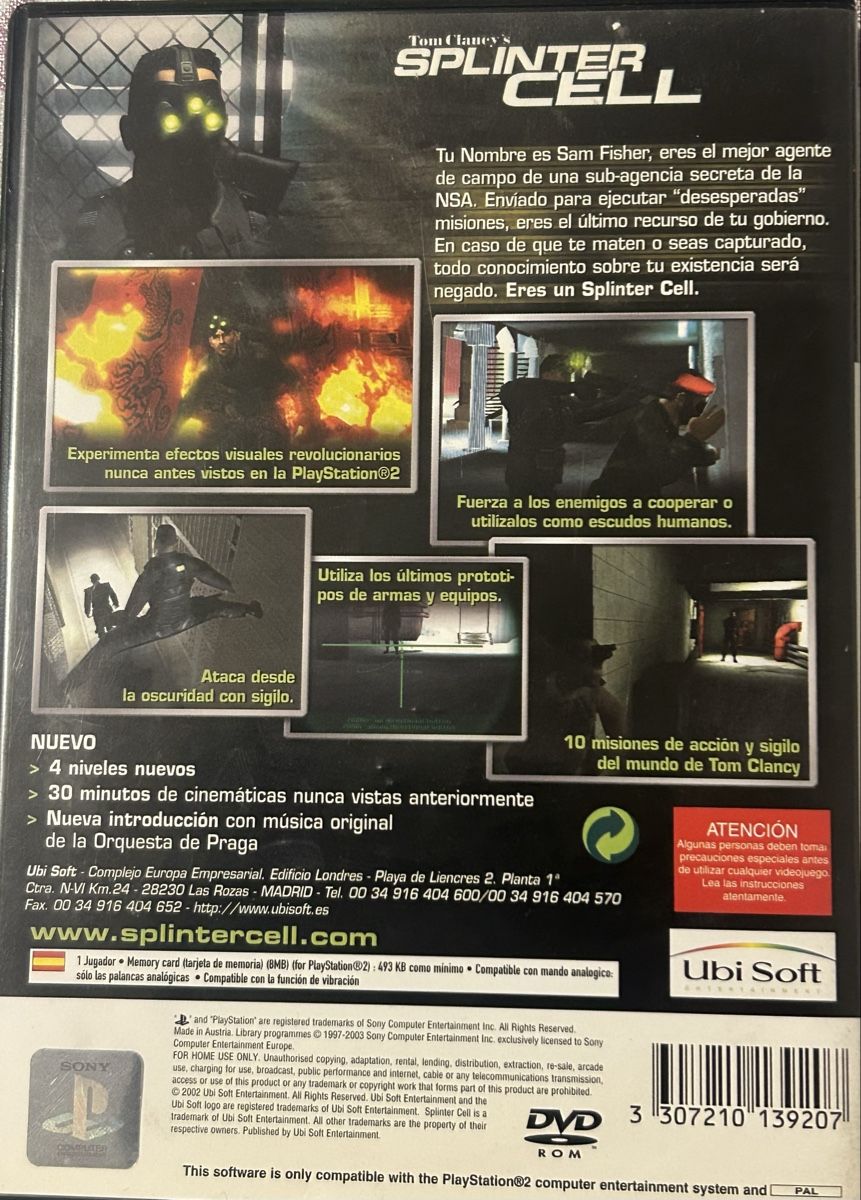 Giochi: Tom Clancy's Splinter Cell pour Playstation 2 - PS2 – Nuovo (secondo la descrizione) da Henniez venduto da jcf_6rzc 3