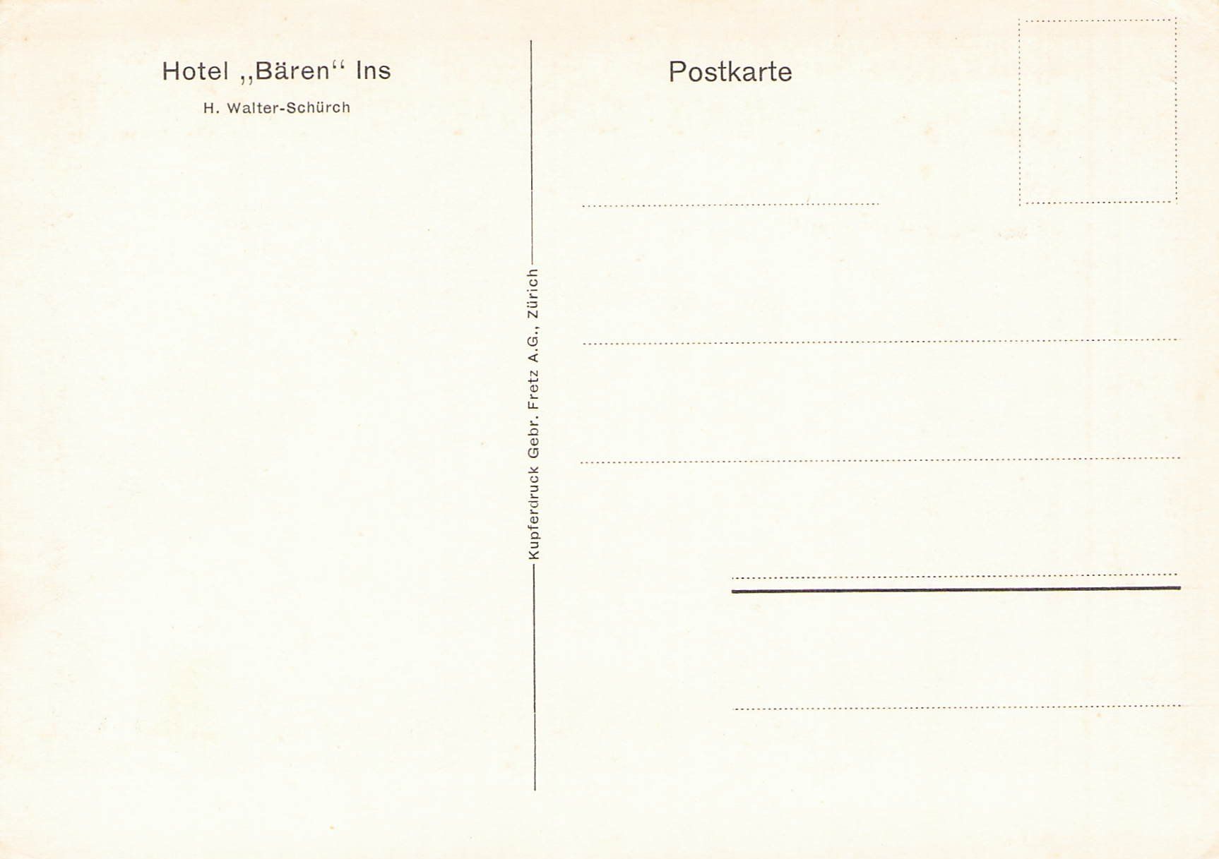 Cartoline postali: #Ins BE , Hotel Bären , Oldtimer – Usato da Reichenburg venduto da Pipo-67 1