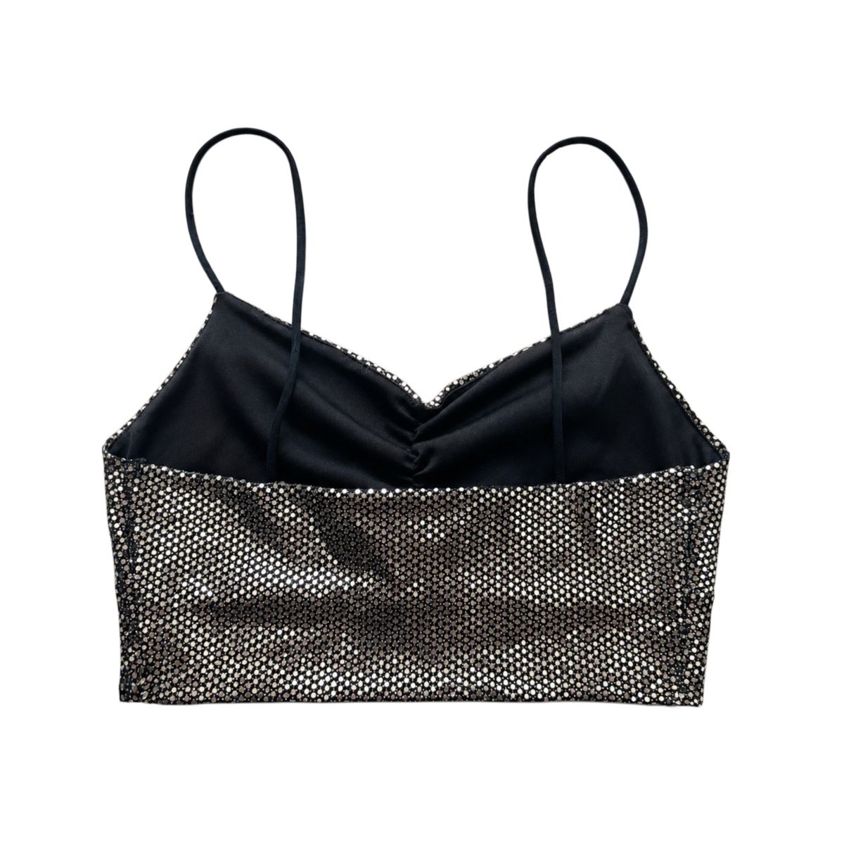 Tally Weijl Top: Glitzer Crop Top / Party Top Silber-Schwarz – Usato da Luzern venduto da Alenaluh 1