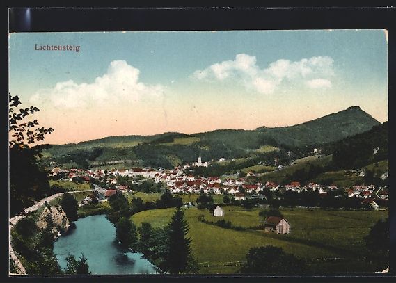 Cartoline postali: AK Lichtensteig, Teilansicht mit Bergen – Usato da Berlin venduto da bartko-reher