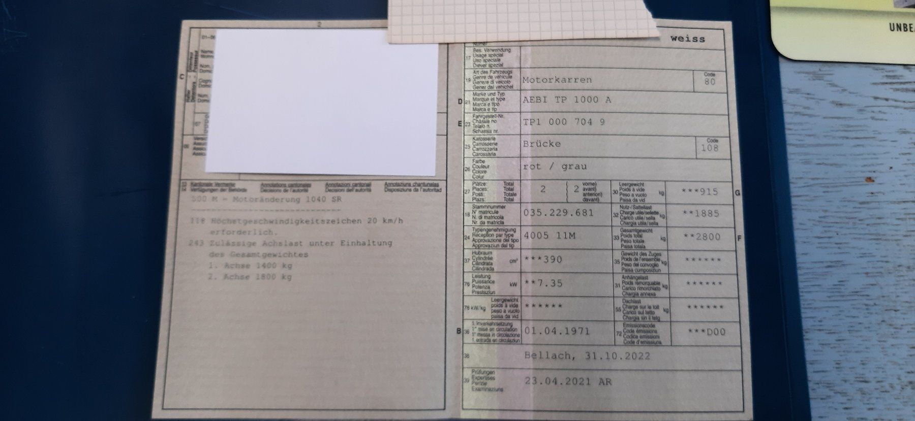 Aebi Trattori: Aebi TP1000A – Usato da Etziken venduto da Mulin 9