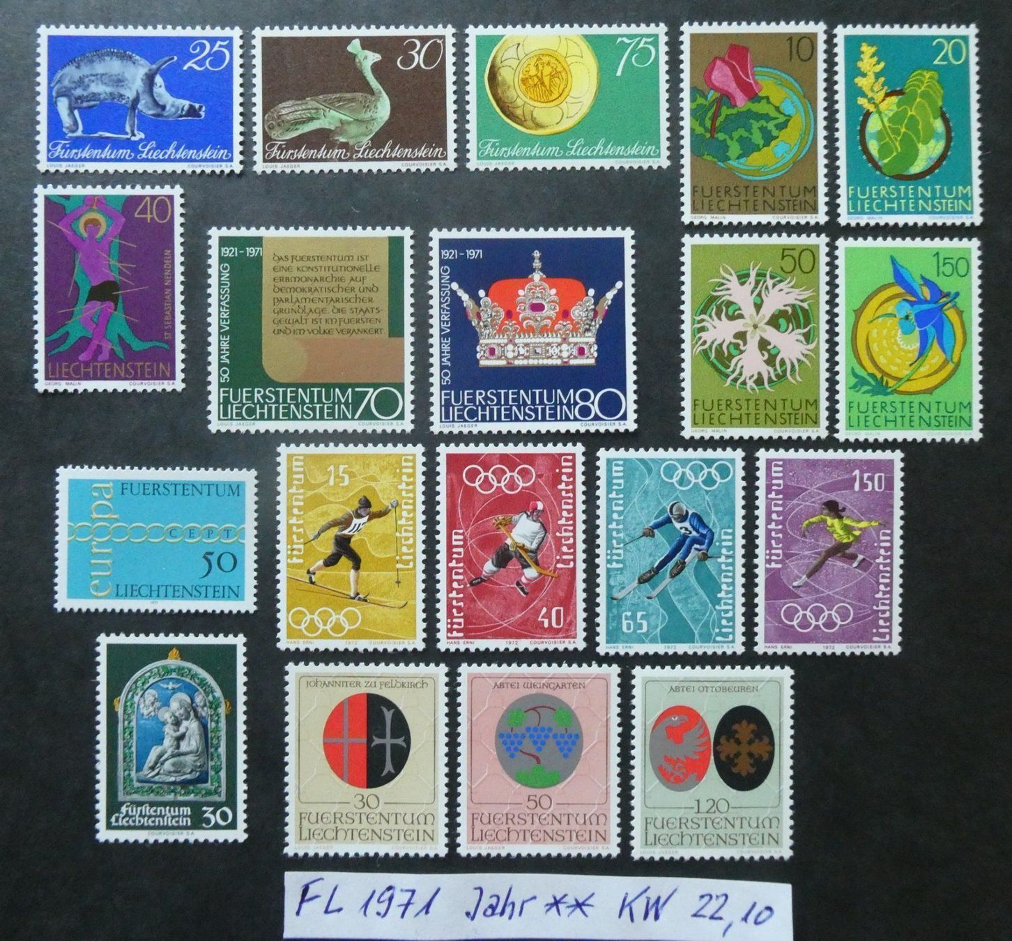 Tutti i francobolli: FL 1971 Jahr postfrisch zu 10% Katalog!! – Usato da Lausen venduto da Herbamare01