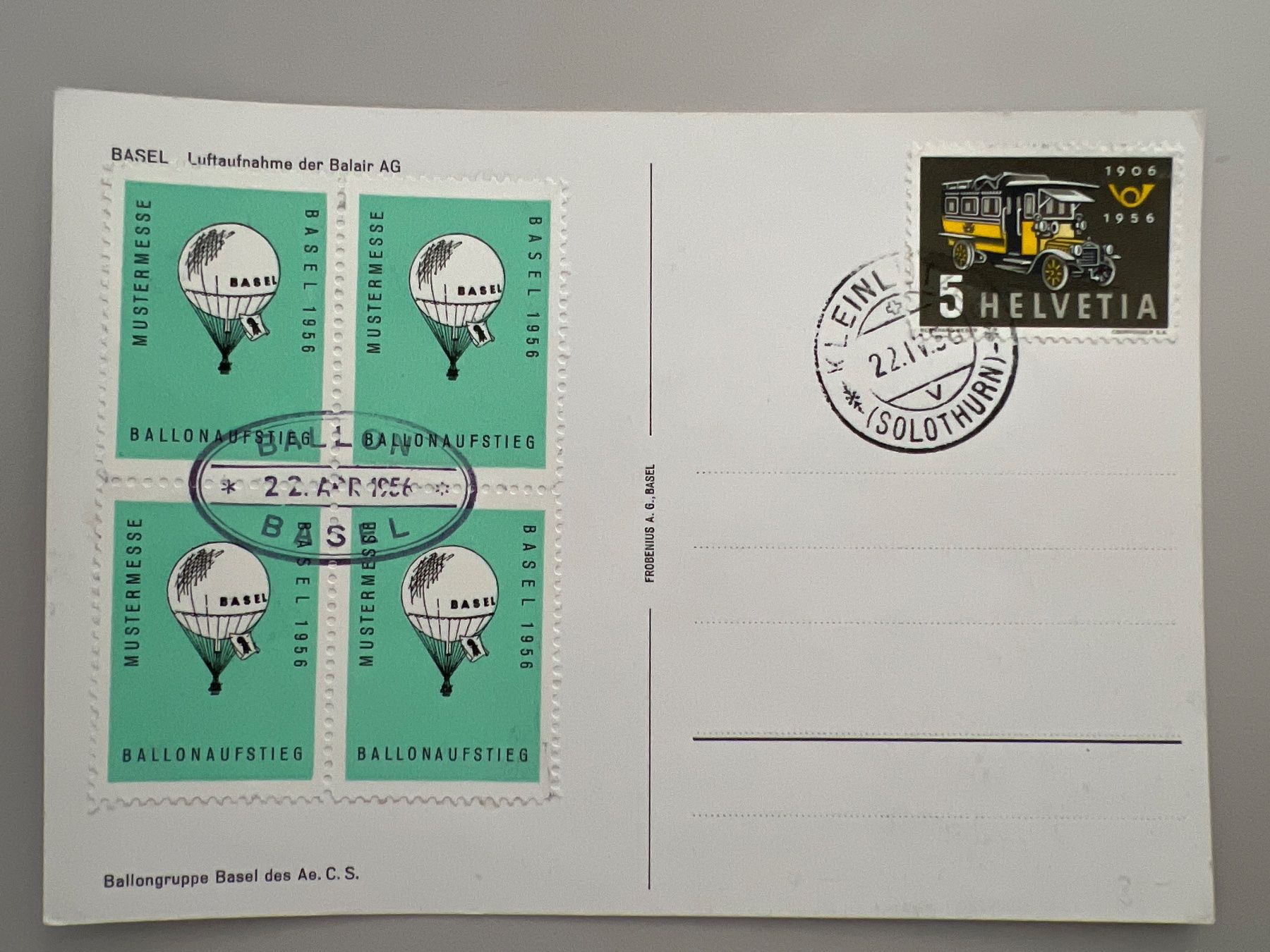 Tutti i francobolli: Ballonpost Mustermesse Basel 1956 – Usato da Buchrain venduto da wmm