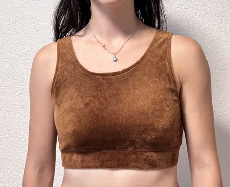 Crop Top Oberteil bauchfrei ärmellos XS weich braun ab 1 Fr.