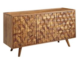 Buffet / commode en bois massif sheesham – design 3D – très