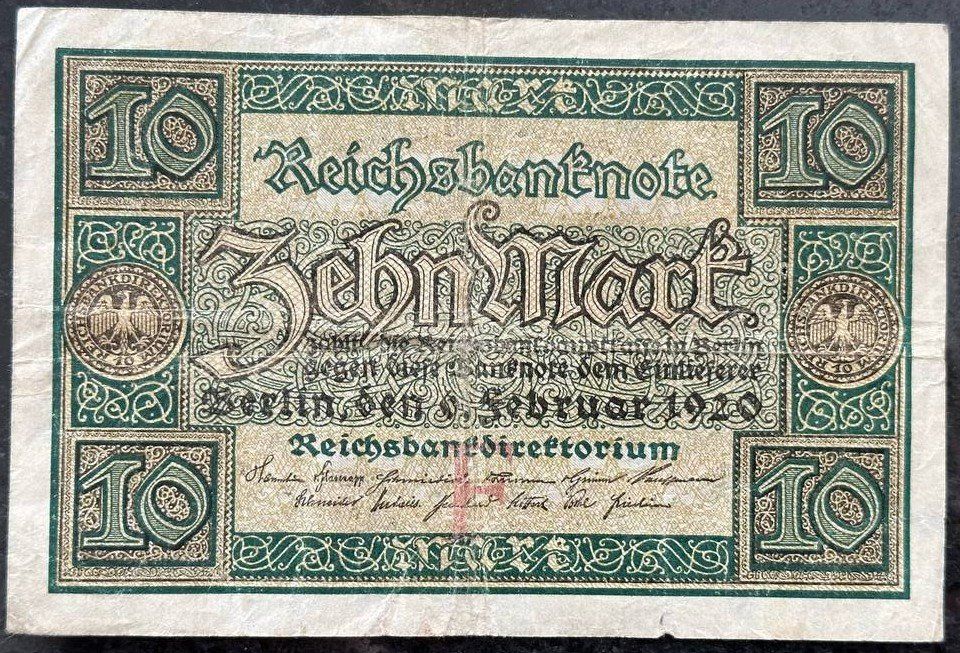 Banconote: Reichsbanknote, 10 Mark, Berlin 1920 – Usato da Beringen venduto da Mantafisch1