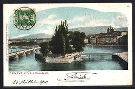 Genève, Vue Générale et l'Ile Roussea