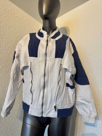 Trendige Jacke Jeanjacke Blau Weiss Gr M Gut Erhalten