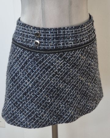 38 SM ORSAY Mini ROCK Wolle Herbst Winter schwarz beige blau