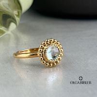Blautopas Silber Ring 925 - gelbvergoldet - Grösse 52