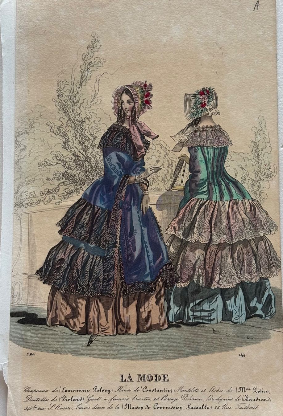 Grafica & Litografie: Antike Lithographie, Mode, Paris, 1846 – Usato da Frauenfeld venduto da Merk52