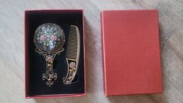 Antikes Spiegel- und Kammset mit Strass,Metal,Vintage Style