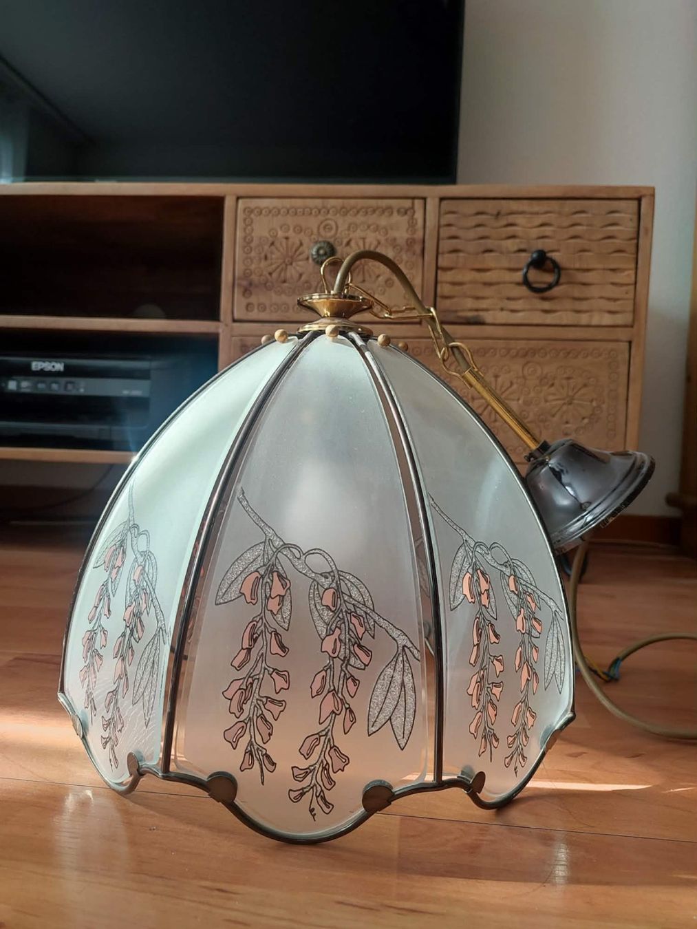 Lampadari & plafoniere: Vintage Jugendstil-Hängelampe mit Blumenmuster – Usato da Dättwil AG venduto da PorscheFans