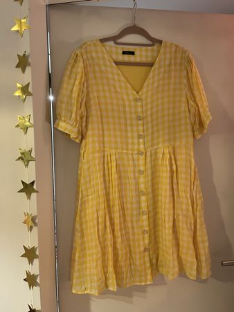 LC Waikiki Sommerkleid, gelb/weiss kariert