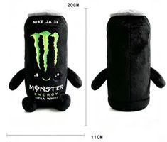 Stofftier Monster Energy Dose schwarz 20 cm