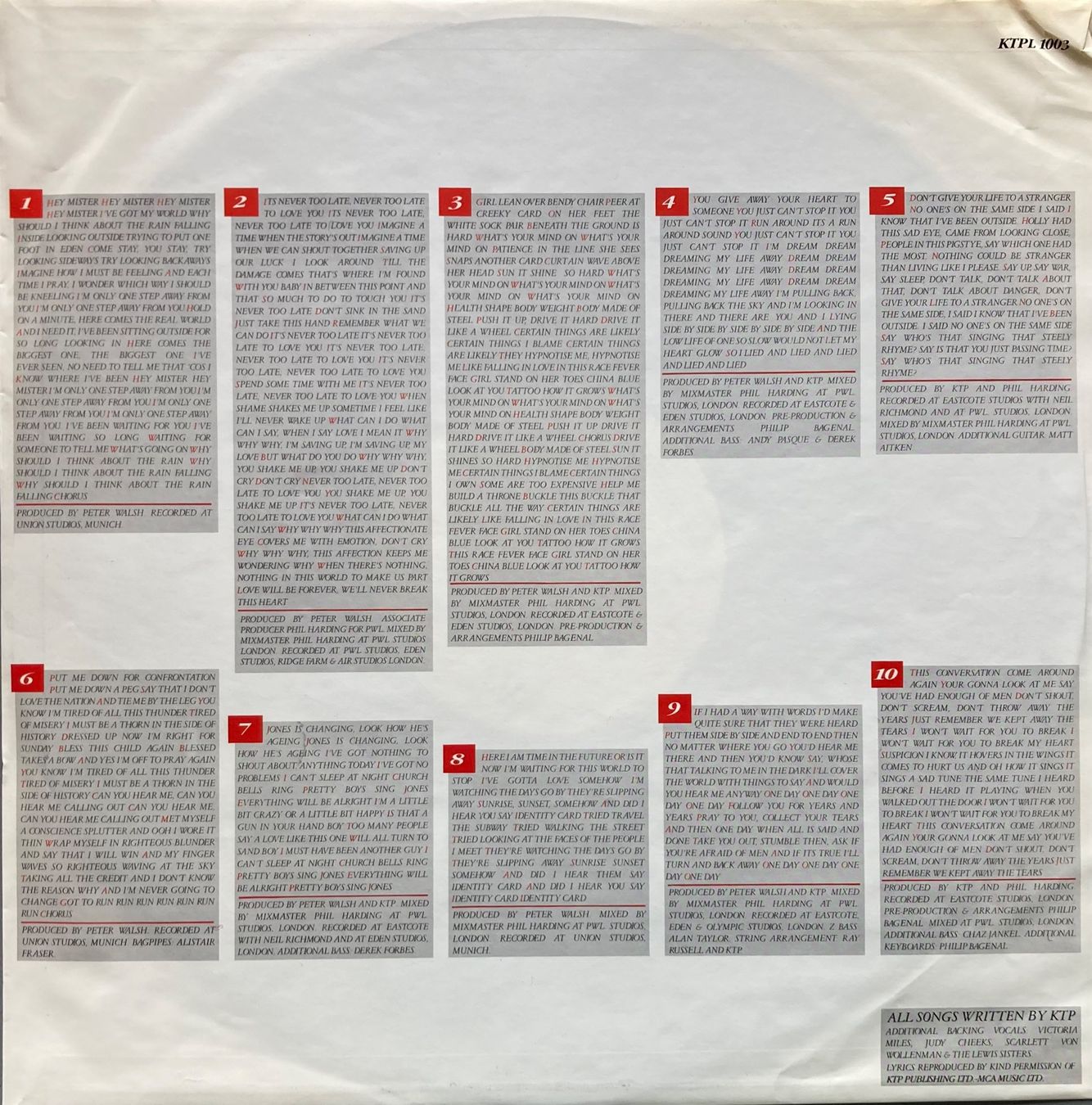 Schallplatten: K.T.P. - CERTAIN THINGS ARE LIKELY – Gebraucht aus Poliez-Pittet von Newtown-Records 2