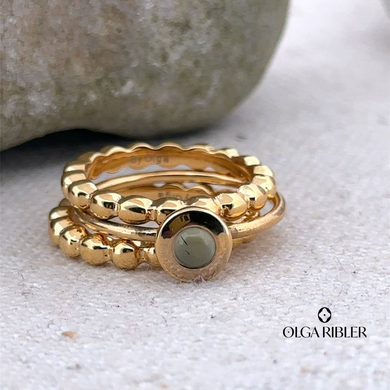 Olga Ribler Anelli: Edelstahl  Ring SET mit Prehnit Ring Ringgrösse 52 – Nuovo (secondo la descrizione) da Luzern venduto da Schmuckoutlet 6