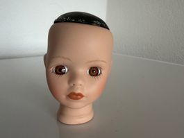 Puppenkopf, Ersatz Kopf, Porzellan mit Kopfplatte, 7.5 cm