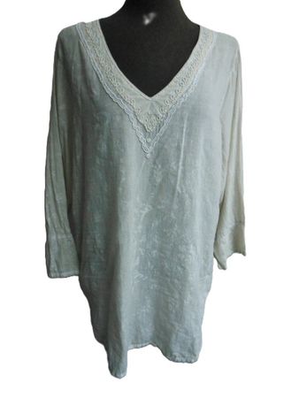 s.Masse Gr. 46 48 Tunika hellbeige Muster creme von MOSHI