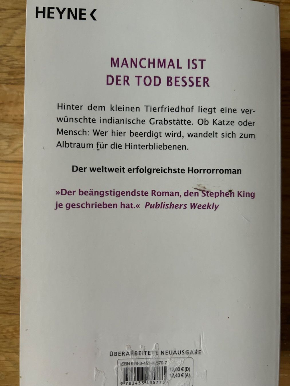 Bücher: Stephen King - Friedhof der Kuscheltiere – Gebraucht aus Menziken von August2023 1